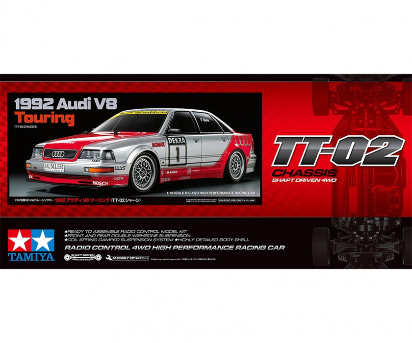 Tamiya 1992 Audi V8 1/10 Touring TT-02 - 58699A (ohne ESC)