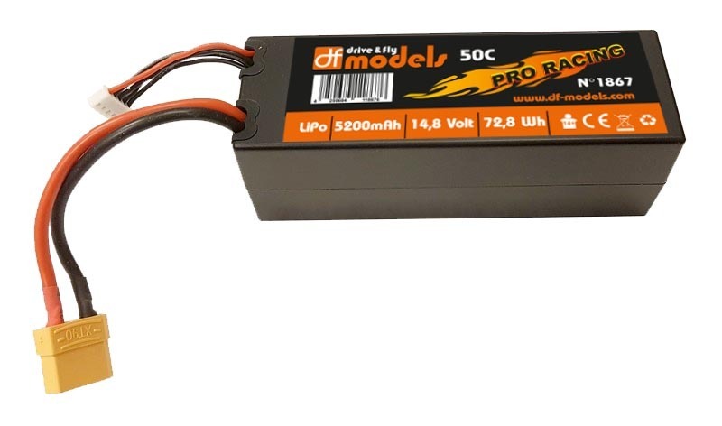 DF-Models Lipo battery 4S 14.8 Volt 5200mAh 50C XT90 square