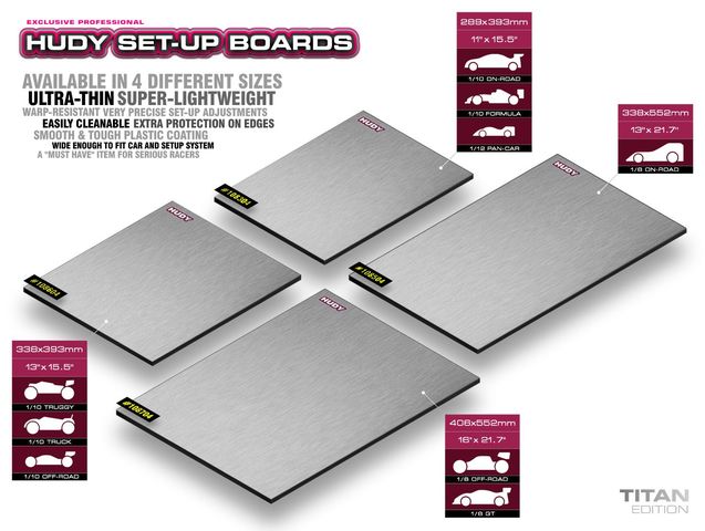 Hudy Setup Board Lightweight TITAN for 1/12 & 1/10 Onroad 289x393mm - H108304