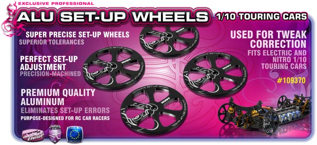 Hudy Aluminium Setup Wheels for 1/10 Touring Cars (4) BLACK - H109370