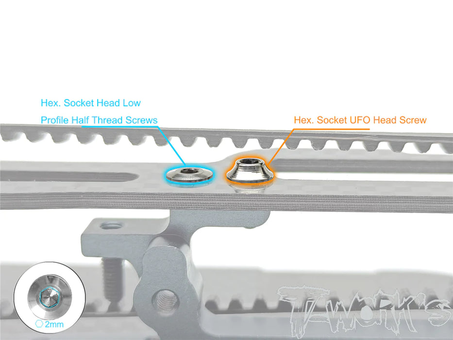 T-Works TSS-306LP 3x6mm 64 Titanium Hex Socket Head Low Profile Half Thread Screws (8)