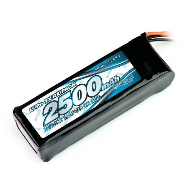 MUCHMORE IMPACT Li-Po Battery 2500mAh/7.4V 4C Flat Size for Tx &amp; Rx (1) MLI-RF2500FD