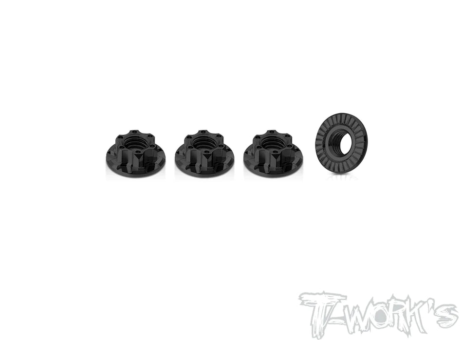 T-Works TA-155BK 7075-T6 Light Weight Serrated M5 Wheel Nut (4) - Black