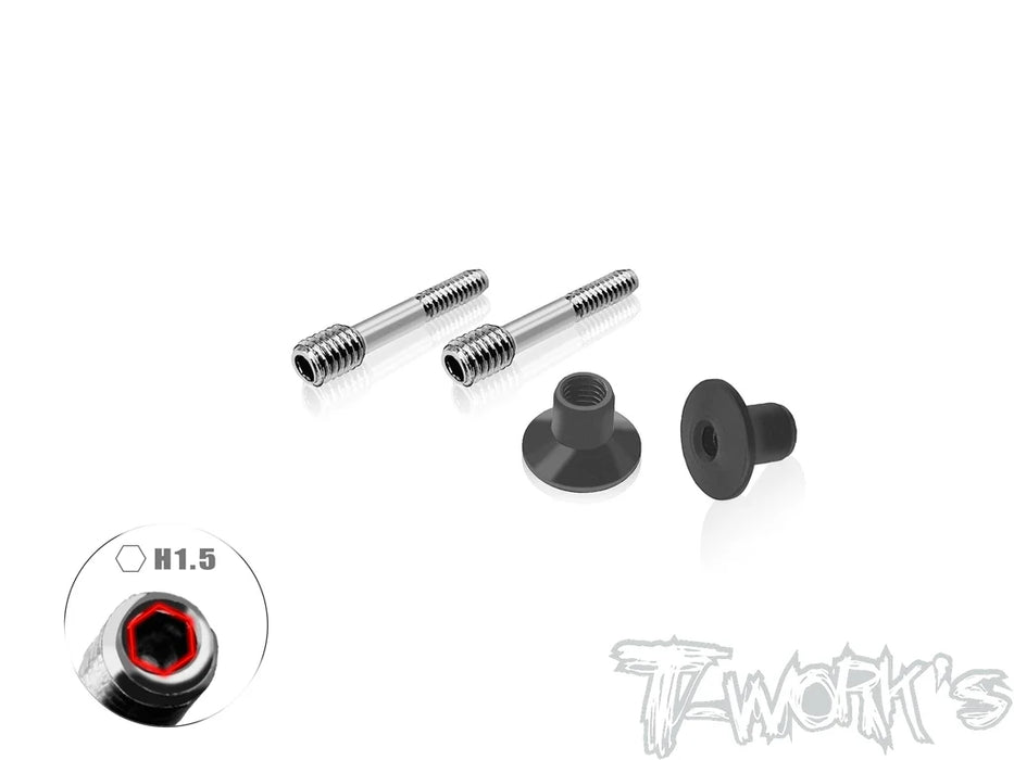 T-Work's TP-205 64 Titanium Adjustable Body Shell Front End Downtravel Screw ( M3 x 18mm) 2pcs. (Awesomatix)