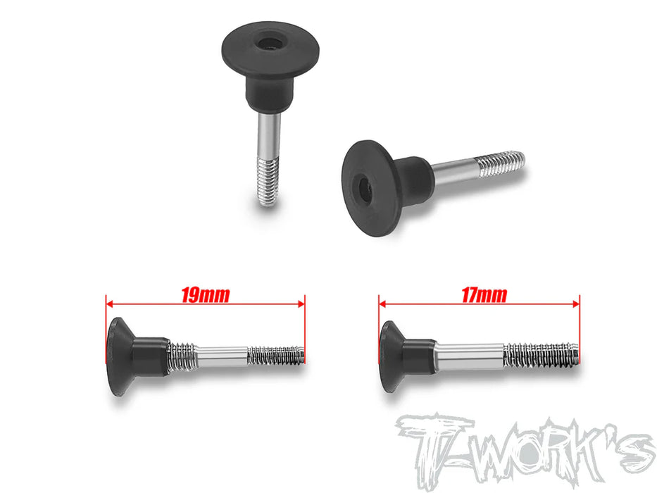 T-Work's TP-205 64 Titanium Adjustable Body Shell Front End Downtravel Screw ( M3 x 18mm) 2pcs. (Awesomatix)