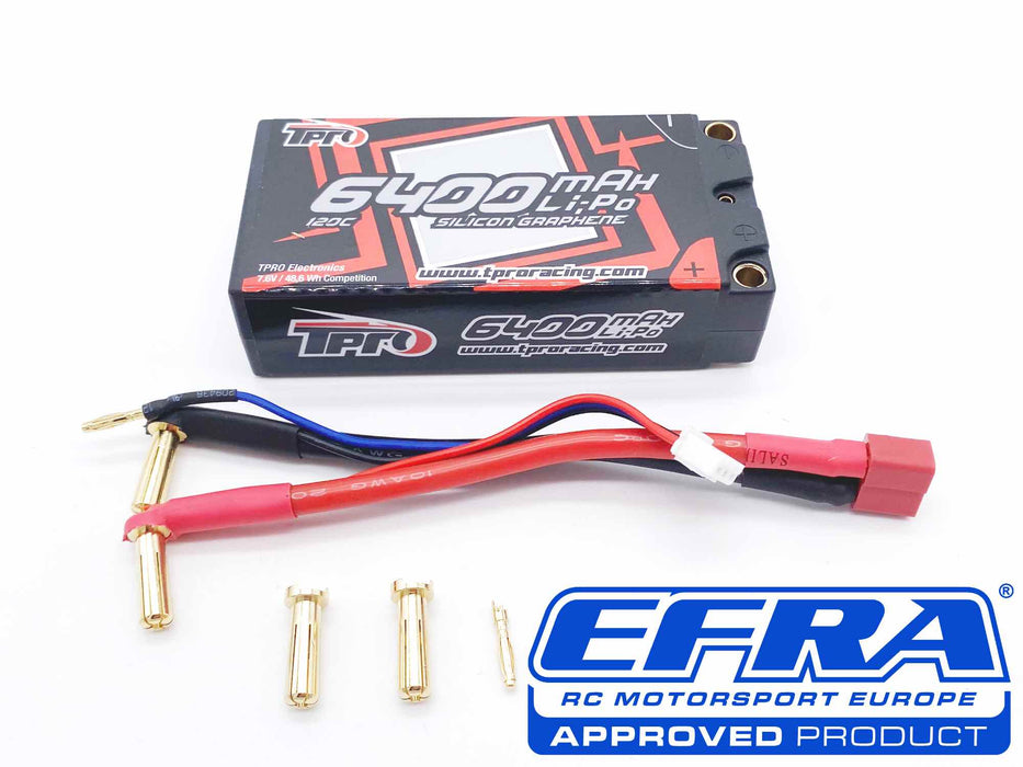 TPRO Lipo 6400mah "Shorty" HV 7.6V 2S 120C Competition - 5mm - TP73016