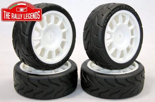 Rally Legends 500 Abarth Assetto Corse Tires glued on rims Set (4)