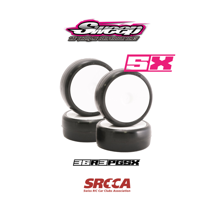 Sweep D-R3 Preglued Touring Car Tires 36 Shore (4) - 36R3PGSX - SRCCA- RCXX BUNDLE 5x Set