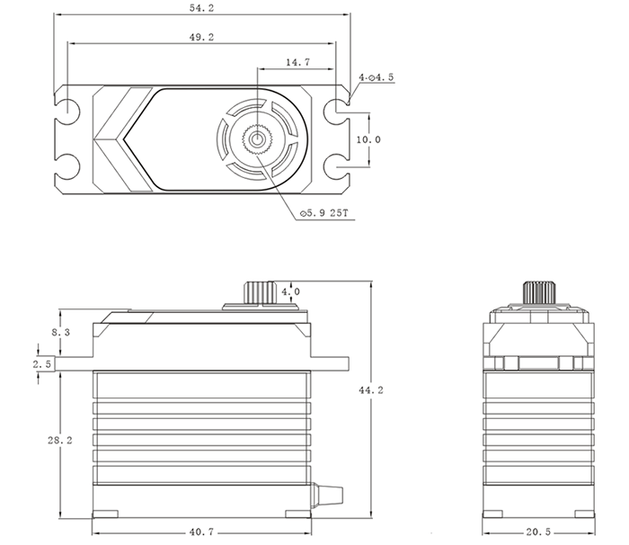 SRT Servo T55 1/10 & 1/8 Offroad HV (0.19s/8.4V/55kg) Coreless